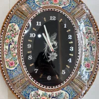 ساعت دیواری خاتم کاری مدل نقاشی گل و مرغ