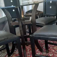 میز ناهار خوری چوبی و شیشه ی الکس