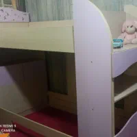 تخت دو طبقه ام دی اف ترک جادار به همراه کتابخانه|تخت و سرویس خواب|امیدیه, |دیوار