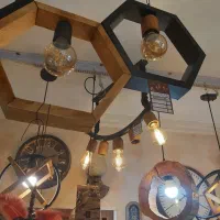 لاینر خطی ۶ شعله چوب روس فلز|لوستر و چراغ آویز|اصفهان, مصلی|دیوار