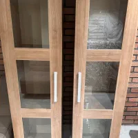 دو عدد درب ویترینی چوبی شیشه‌ای