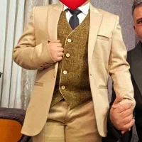 کت وشلوار پسرانه جلیقه دو رو یه بار پوشیده شده