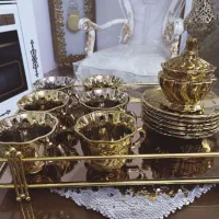 فنجان نعلبکی وقندان طلایی
