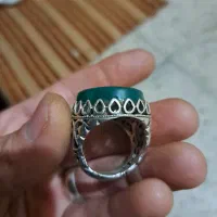 انگشتر نقره عقیق سبز خطی