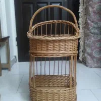 سبد دو طبقه حصیری