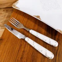 چاقو کارد و چنگال سرامیکی پذیرایی یونیک خط طلا