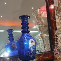 تنگ قلیان شاه عباسی،شیشه قلیون،جام قدیمی،بلور آبی|کلکسیون اشیاء عتیقه|تهران, نیروی هوایی (پیروزی)|دیوار