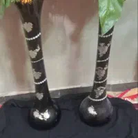 دو عدد گلدان همراه گل