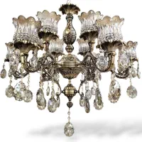 لوستر مدل آریا ۱۲ شعله دوطوقه(طبقه) تمام برنز