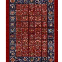 فرش مرینوس کلکسیون بهارستان طرح خشت رنگ زرشکی