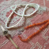 تسبیح صدف اصل گردنبند عقیق و ساعت سیتیزن