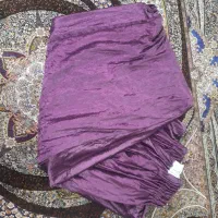 دوتا شال پرده مخمل عرض دومتر و پرده حریر گل برجسته