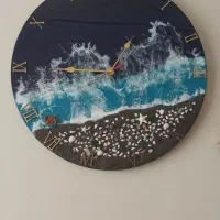 ساعت رزین دیواری طرح دریا