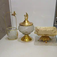 ست طلایی و شکلات خوری کریستال