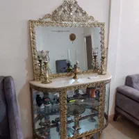 آینه وکنسول برنجی، قلیان،ظرف برنجی