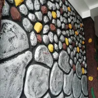 سیمان کاری سیاه و سفید طرح سنگ و درخت شن و سیمانی|خدمات پیشه و مهارت|رودسر, |دیوار