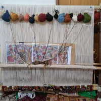 قالیچه نیمه کاره طرح باغ ستایش ۱/۵ در ۲/۵