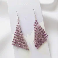 گوشواره آویز بلند نگینی یاسی|بدلیجات|بندرعباس, |دیوار