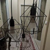 لوستر فانتزی سه شاخه شش ضلعی سالم در حد نو|لوستر و چراغ آویز|تبریز, |دیوار