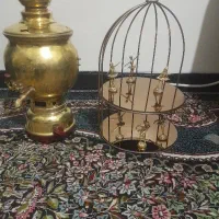 سماور برنجی و قفس دکوری