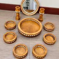 ست ظروف چوبی دست‌ساز