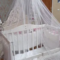 تخت کنار مادری چوب به همراه تشک و سرویس گارددار|تخت و صندلی بچه|ری, جوانمرد قصاب|دیوار