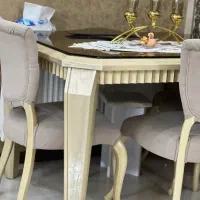 میز‌نهارخوری چوب راش جهیزیه نو چهارنفره