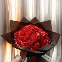 دسته گل رز با روبان