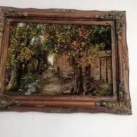 تابلو فرش طرح کوچه باغ چله ابریشم دستبافت 1در 80