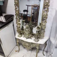 آینه شمعدان برنجی در حد نو