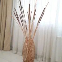 گلدان حصیری با گل لویی طبیعی خشک