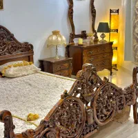 تخت دونفره چوبی سرویسخواب پر منبت