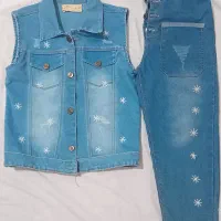 جلیقه با شلوار لی دخترانه