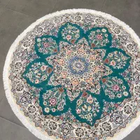 فرش دستباف ( بساک )دایره ۱/۵ در ۱/۵ نایین اصفهان|فرش|مشکین‌دشت, |دیوار