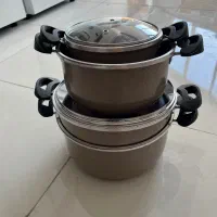 سه تیکه قابلمه +یه تابه طرح زنبوری|ظروف پخت‌وپز|گلستان (تهران), |دیوار