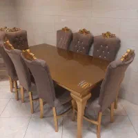 مبل سلطنتی تاج عروس ۶ ورق طلا با غذا خوری ۸ نفره|مبلمان خانگی و میز عسلی|مشکیندشت, |دیوار