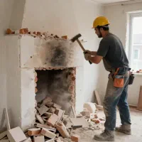 تخریب شومینه قدیمی سریع و تمیز