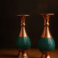 گلدان مسی فیروزه کوبی