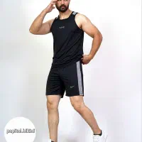 ست باشگاهی مردانه تاپ شلوارک لباس ورزشی سوزنی شورت