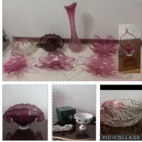 ظرف ظروف چینی کریستال گل برجسته چک آجیل گلدان حراج