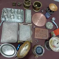 تعدادی لوازم قدیمی مس و برنح وتقره