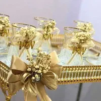 گل آرایی سینی و لیوان چای بله برون و نامزدی|خدمات پذیرایی، مراسم|بیرجند, |دیوار