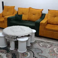 مبل هفت نفره همراه جلو مبلی و چهار میز عسلی|مبلمان خانگی و میز عسلی|لنگرود, |دیوار
