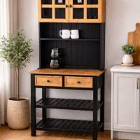 کافی بار اشپزخانه ایستاده چوبی و فلزی