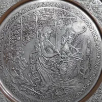 سینی مسی قلم زنی قدیمی|کلکسیون اشیاء عتیقه|اصفهان, خواجو|دیوار