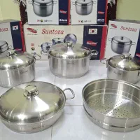 سرویس قابلمه استیل کف چدن سانتوزا اصل کره Suntoza