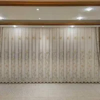 پرده پذیرایی حریر گل برجسته ترک و پنل مخمل ترک