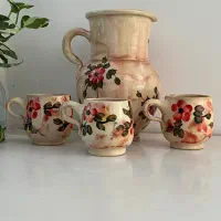 پارچ و لیوان سفال لالجین