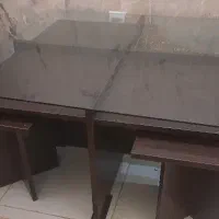 میز شیشه ای با ۳ تا عسلی به همراه بار