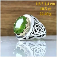 انگشتر نقره مردانه زبرجد اصل ومعدنی و رکاب دستساز